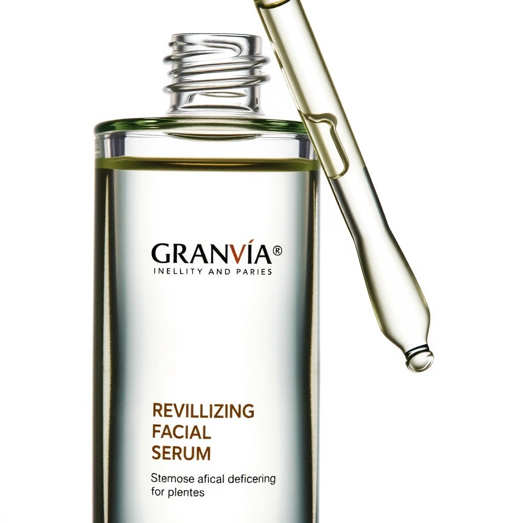 Frasco de suero facial revitalizante Granviacz en primer plano